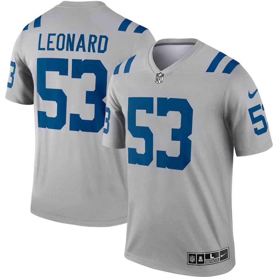 Men Indianapolis Colts #53 Darius Leonard Nike Gray Inverted Legend NFL Jersey